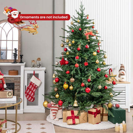 Dreamade 6ft Pre-Lit Artificial Christmas Tree, Hinged Xmas Tree with 280 Warm-White LED Lights