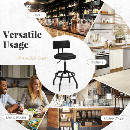 Dreamade Swivel Bar Stools Set of 1/2/3/4, 24.5"-29" Height Adjustable Counter Height Chairs w/Back