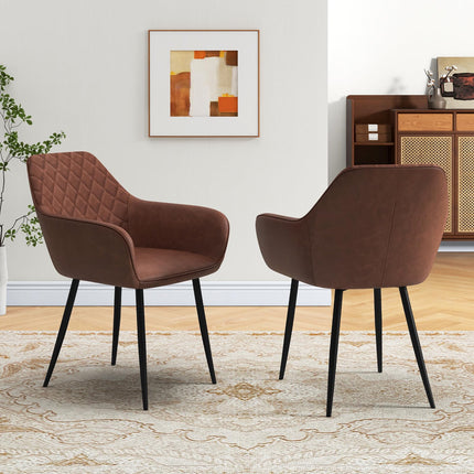 Dreamade Mid Century Modern Dining Chairs Set of 2/4, Upholstered Accent Chairs w/Curved Backrest, Wide Seat & Armrests