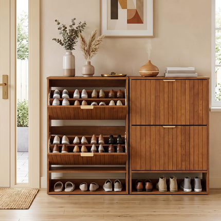 Dreamade Shoe Storage Cabinet with 2 Flip Drawers