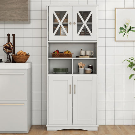 Dreamade 57" Tall Bathroom Cabinet, Storage Cabinet with Acrylic Doors & Adjustable Shelves