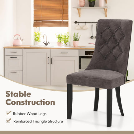 Dreamade Tufted Dining Chairs, Upholstered Kitchen Chairs w/High Backrest, Rubber Wood Legs