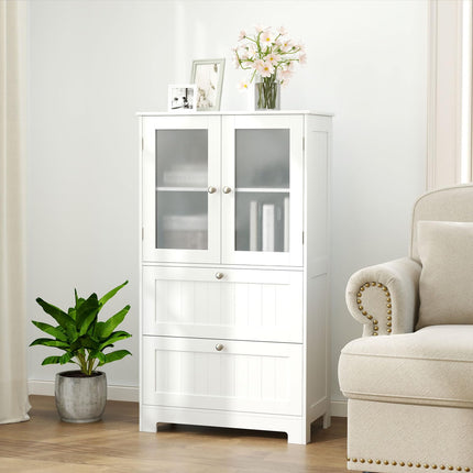 Dreamade Bathroom Tall Pantry Cabinet Storage Cabinet with 2 Large Drawers