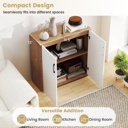 2-Door Kitchen Storage Cabinet with 5-Position Adjustable Shelf & Anti-Tipping Kits