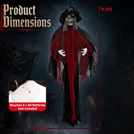 DREAMADE 9.4 ft Halloween Hanging Pirate Sound Activated Prop