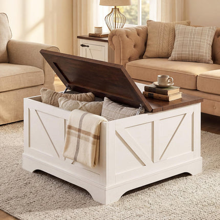 Dreamade 31.5" Square Farmhouse Lift Top Coffee Table with Storage