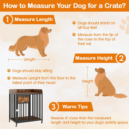 Dreamade Dog Crate Furniture with Lockable Door & Wheels
