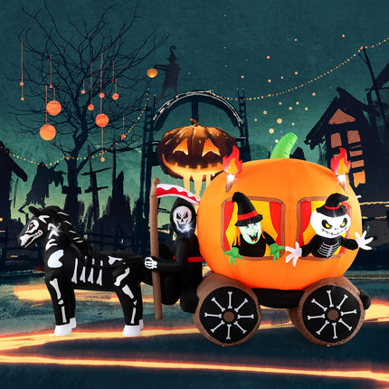 DREAMADE 10.2 FT Long LED Lighted Halloween Inflatable Carriage