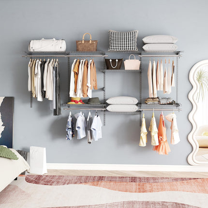 Dreamade Closet Organizer System Wall-mounted Custom Closet Kit w/Adjustable Storage Shelves