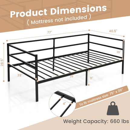 Dreamade Twin Size Metal Daybed Frame