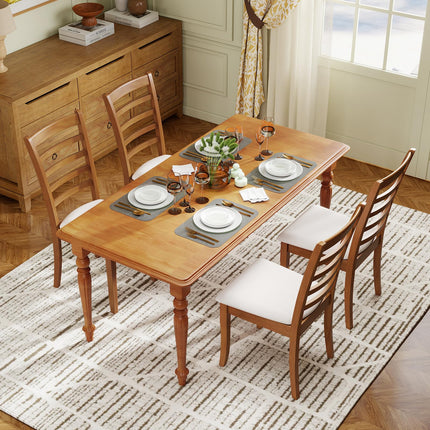 Dreamade Wooden Dining Chair Set of 2 or 4 w/Rubber Wood Legs High Slatted Backrest