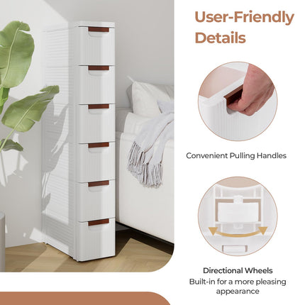 Dreamade Storage Cart, Narrow Plastic Dresser, Rolling Organizer Cart for Office Classroom Bedroom