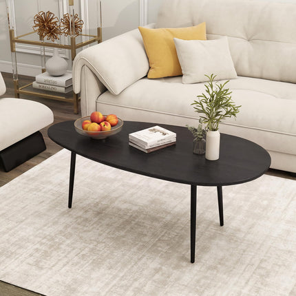 Dreamade Oval Coffee Table | Mid Century Modern Center Table with Sturdy Metal Frame and Compact Design