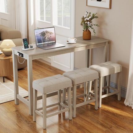 Dreamade Counter Height Table with 3 Stools and 4-Piece Breakfast Nook Bar Set