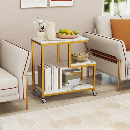 Dreamade 3 Tier Side Table with Wheels for Living Room Bedroom Office