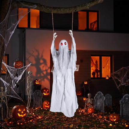 DREAMADE 6.6FT Halloween Hanging Ghost w/Red Eyes