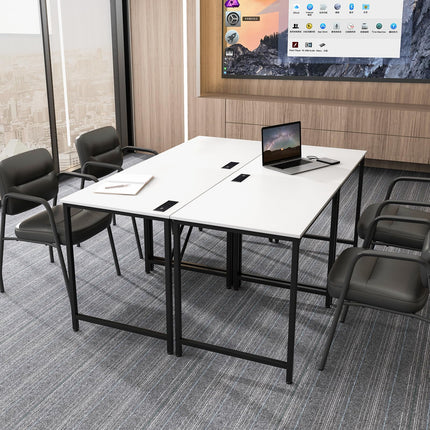 Dreamade Conference Table with Charging Station, 2/4/6 PCS 32" x 24" Rectangular Meeting Room Desk with Storage Bag & Hook