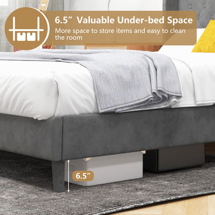 Dreamade Queen/Full Size Velvet Upholstered Bed Frame