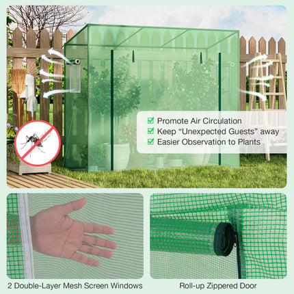 Dreamade Outdoor Portable Mini Greenhouse w/ PE Cover & 4 Ground Stakes & Ropes