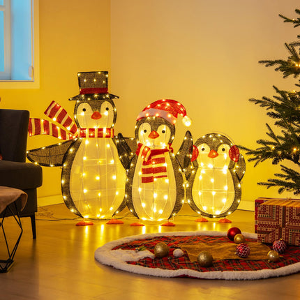 Dreamade Set of 3 Lighted Christmas Penguins with LED Lights Outdoor Glowing Holiday Display