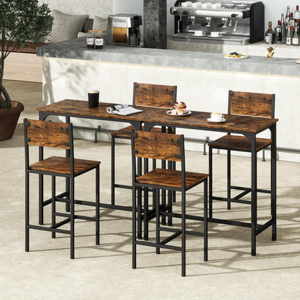 Dreamade Bar Table and Chair Set with 2 Counter Height Bar Stools