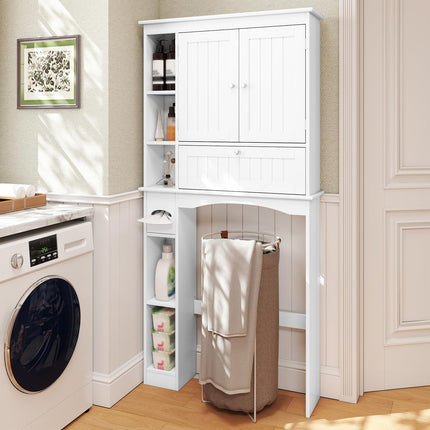 Dreamade White Over The Toilet Storage Cabinet Freestanding Bathroom Organizer