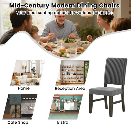 Dreamade Dining Chairs Set of 2/4 Mid-Century Velvet Fabric Upholstered Chairs with Rubber Wood Legs Thick Padded Seat
