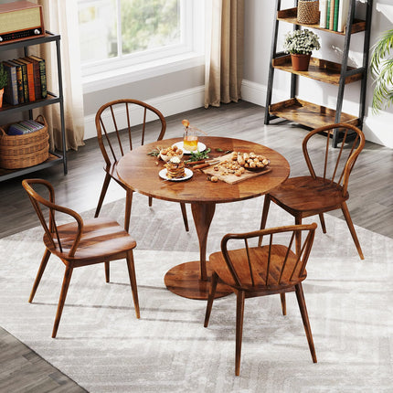 Dreamade Wooden Dining Chairs Set of 2/4, Windsor Kitchen Chairs w/High Spindle Back & Rubber Wood Legs