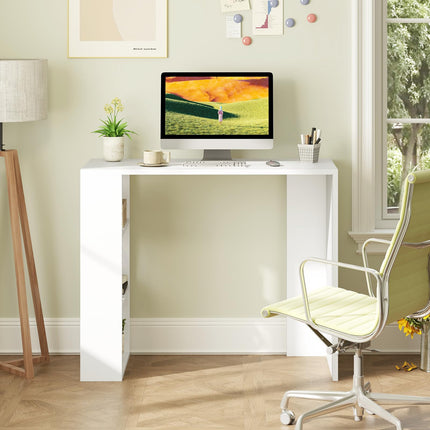 Dreamade 36 Inch Compact Home Office Desk with Storage Open Shelves and Anti Tipping Kit