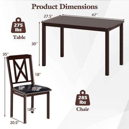 Dreamade 5-Piece Dining Table Set for 4, 47" Rectangular Kitchen Table & 4 Chairs