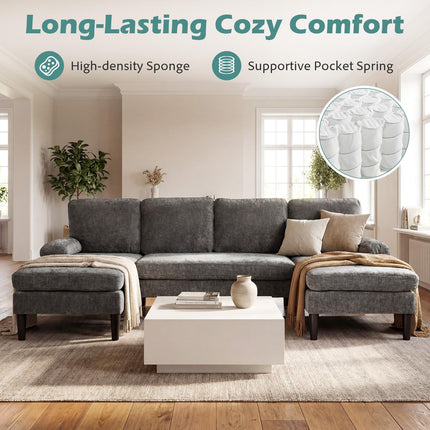Dreamade Sectional Couch for Living Room U-Shaped Sofa