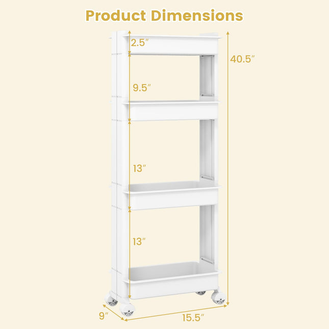 Dreamade 4-Tier Slim Rolling Storage Cart for Kitchen
