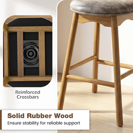 Dreamade Swivel Counter Height Barstools with Solid Wood Legs and Footrests