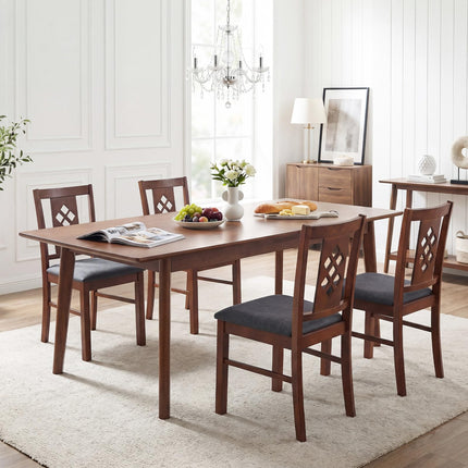 Dreamade Wooden Upholstered Kitchen Chair with Elegant Diamond Back (2/4)