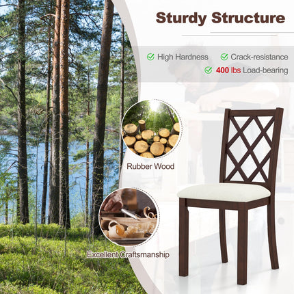 Dreamade Wood Dining Chairs Set of 2, Farmhouse Kitchen Chair with Rubber Wood Legs, Max Load 400 Lbs