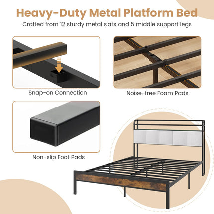 Dreamade King/Queen/Full/Twin Size Bed Frame with Storage Headboard
