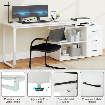 Dreamade 55 Inch L-Shaped Desk with Charging Station