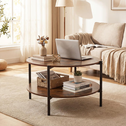 Dreamade 33.5" Small Center Table with Open Storage Shelf and Heavy-Duty Metal Frame