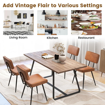 Dreamade PU Leather Dining Chairs Set of 2/4, Upholstered Kitchen Chairs w/Padded Backrest & Seat, Metal Legs