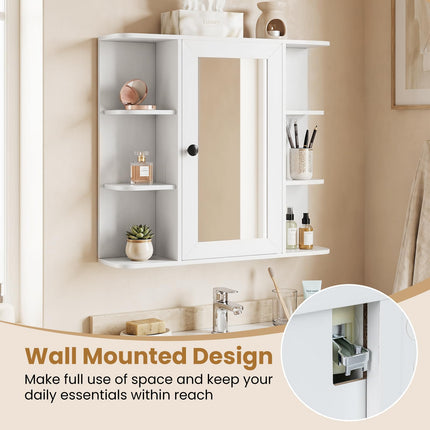 Dreamade Wall Mounted Bathroom Medicine Cabinet with Mirror & Shelves