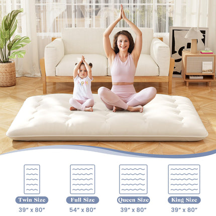 Dreamade Japanese Floor Mattress Futon Mattress, Roll Up Mattress Tatami Mat with Washable Cover and Carry Bag
