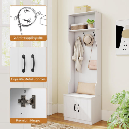 Dreamade 3-in-1 Hall Tree with Bench and Shoe Storage 23.5" Tall Coat Rack