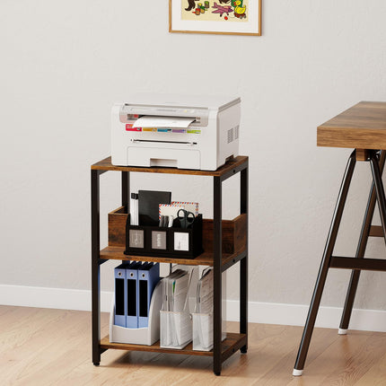 Dreamade Side Table with Charging Station - Industrial 3-Tier Bedside Table w/Open Storage Shelves