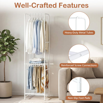 Dreamade Heavy-Duty White Garment Rack with 6 Hanging Rods & 10 Pants Hangers