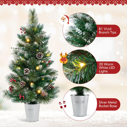 Dreamade 3ft Pre-Lit Mini Tabletop Christmas Tree with 20 Warm White LED Lights, 8 Modes, Timer, 81 PVC & Pine Needles