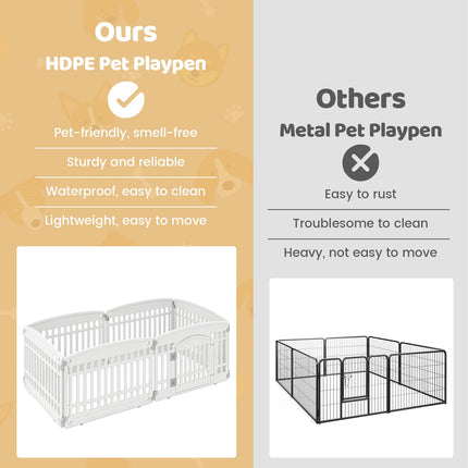 Dreamade 6/12 Panel Dog Playpen 24'' Tall Plastic Pet Fence with Lockable Door