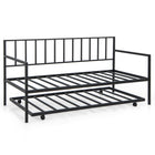 Dreamade Metal Daybed with Trundle, Twin Size Daybed with Pullout Trundle & Steel Slat Support, Black