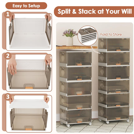 Dreamade 6 Tier Stackable Storage Bins with Lids 27 Gal Foldable Shoe Storage Box