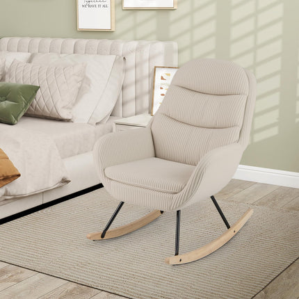 Dreamade Upholstered Rocking Chair Nursery Glider Rocker with Padded Backrest and Seat