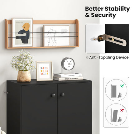 Dreamade 2 Door Storage Base Cabinet - Freestanding Floor Cabinet with 3-Tier Shelf
